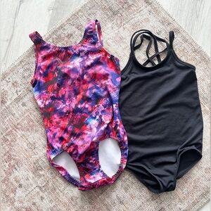 Girls Gymnastics/Dance Wear 2 Bodysuits - Size 5-6 See Measurements